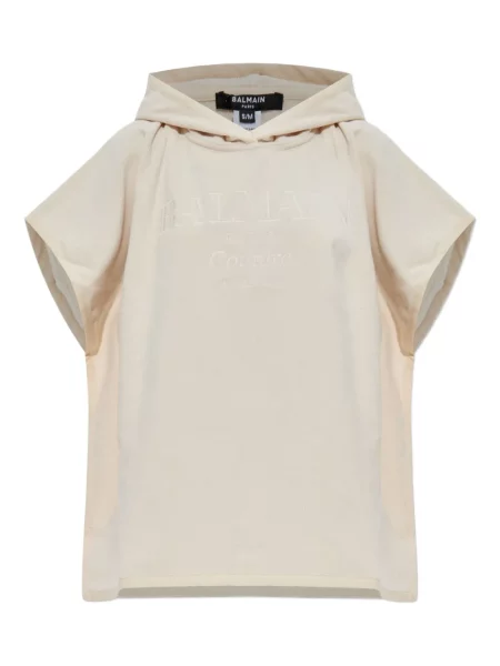 Ponczo Balmain z kapturem