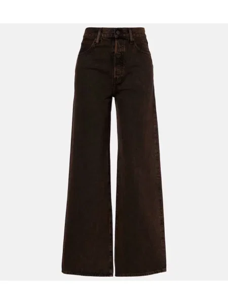 Jeansy Frame z wysoką talią brązowe