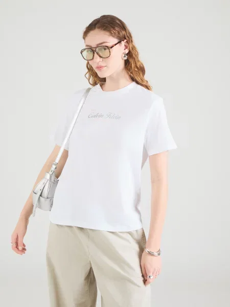 Calvin Klein Jeans Tričko zelená / marhuľová biela
