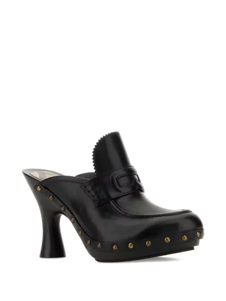 Papuci tip mules Burberry din piele negru