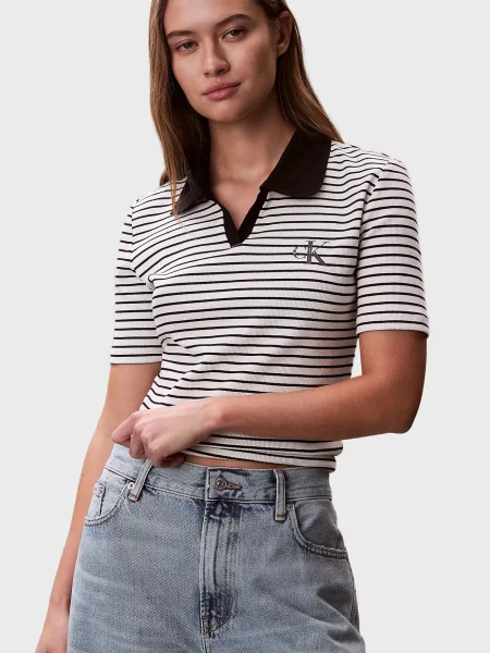 Поло Calvin Klein Jeans в полоску белое