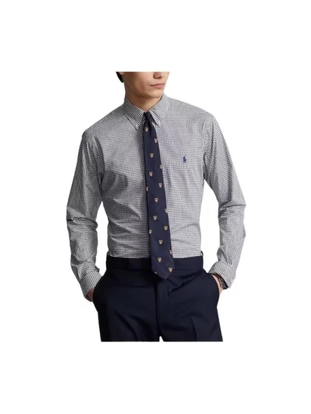 Koszula Polo Ralph Lauren w kratę popelinowa szara