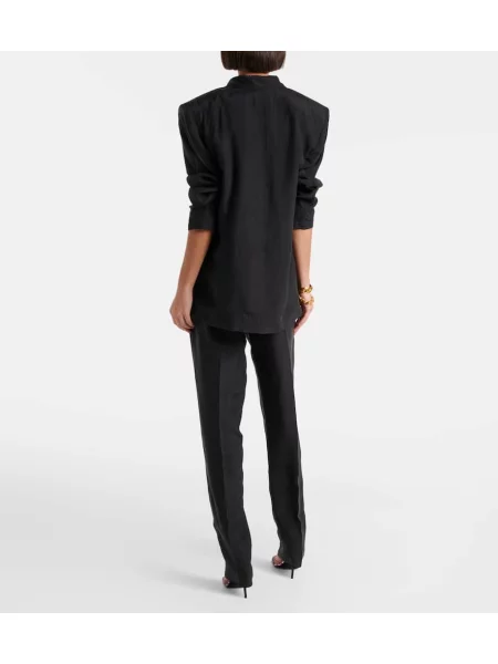 Pantaloni Saint Laurent de mătase plisate negru