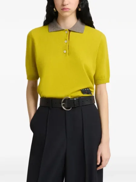 Gulerat tricou polo Marni din cașmir galben