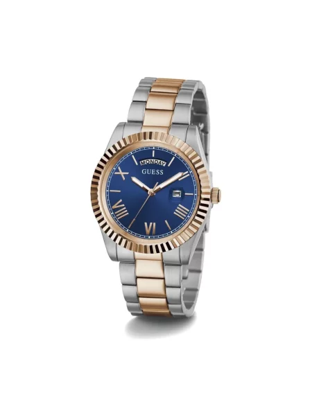 Lniany zegarek Guess niebieski