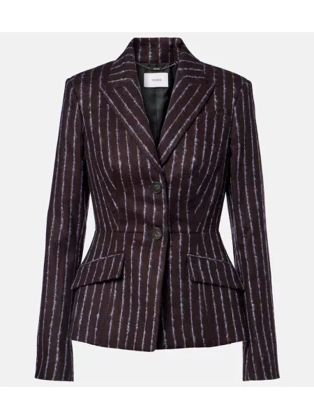 Sacou Erdem de lână cu dungi bordo