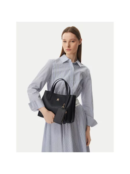 Tommy Hilfiger Дамска чанта Th Icon Mini Satchel черен
