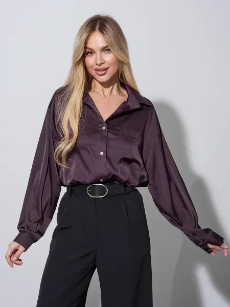 Сорочка ISSA Plus шовк бордовий