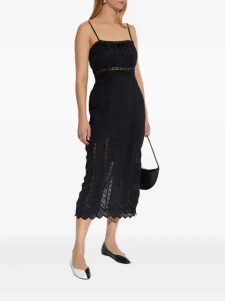 Rochie midi Loveshackfancy din dantelă până la genunchi de costum negru