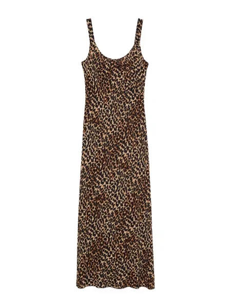 MANGO Rochie ecru / maro coniac / maro cappuccino negru