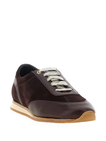 Sneakerși Agnona din piele de căprioară maro