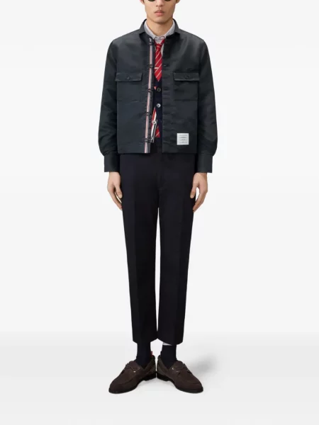 Cămașă Thom Browne din țesătură twill albastru