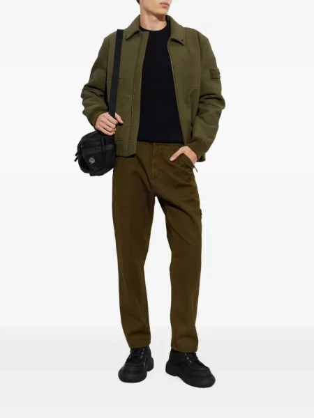 Pantaloni Stone Island cu strasuri verde