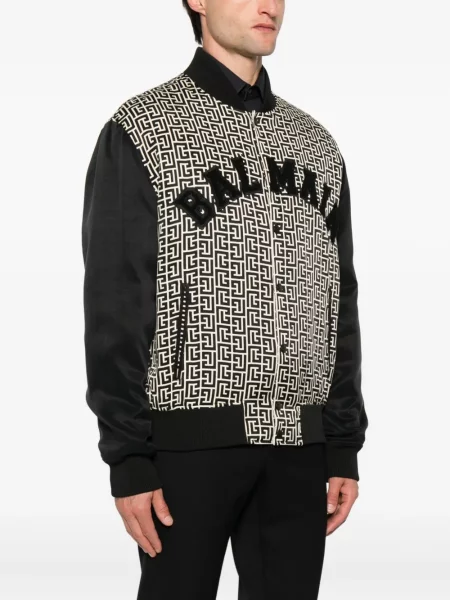 Geacă bomber Balmain cu imprimeu geometric negru