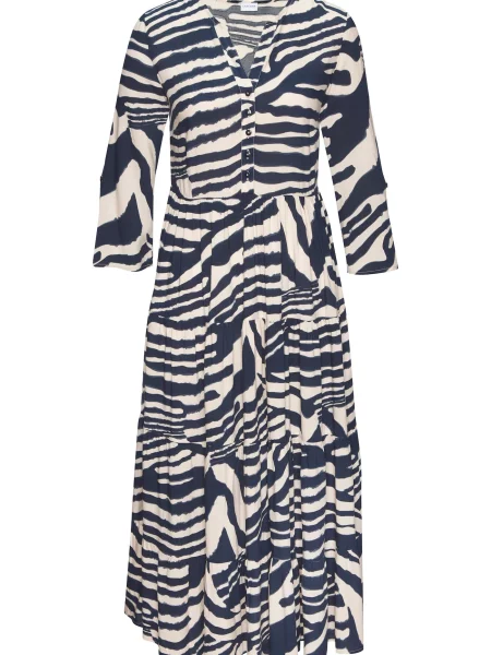 LASCANA Rochie tip bluză crem / închis albastru