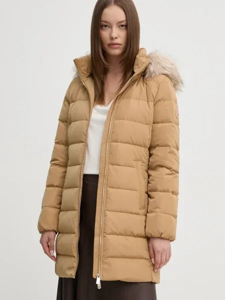 Пухено яке Tommy Hilfiger зимен модел бежово