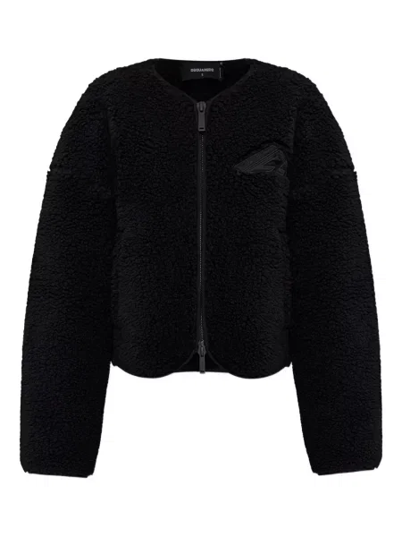 Geacă Dsquared2 cu broderie din fleece negru