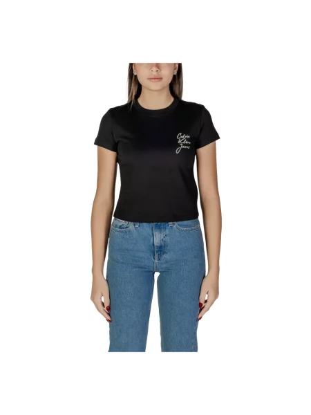 T-shirt z nadrukiem z logo Calvin Klein Jeans czarna