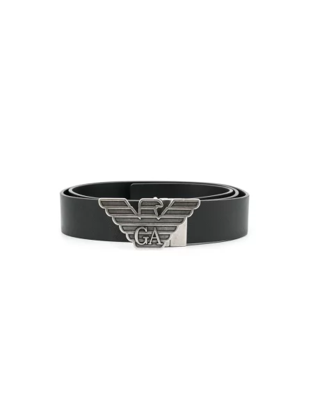 Pasek Emporio Armani z logo dwustronny czarny