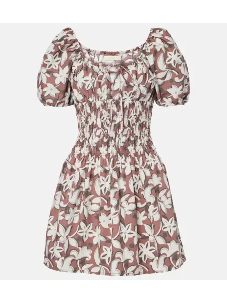Rochie Faithfull cu model floral din poplin maro