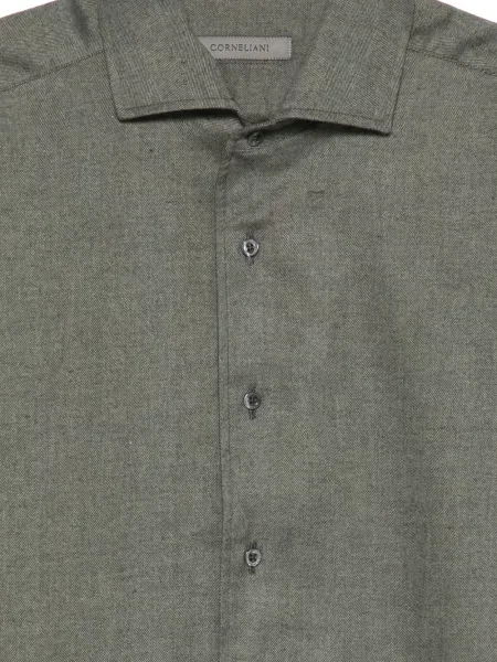 Lung cămașă Corneliani cu model herringbone verde
