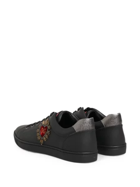 Кожени маратонки Dolce & Gabbana със сърца черно