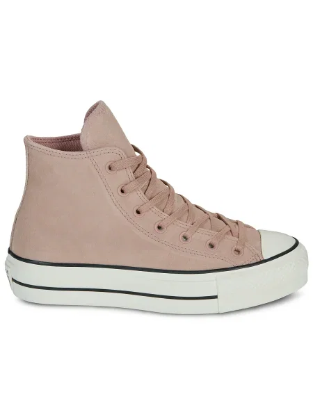 Pantofi Converse din piele de căprioară cu platformă roz