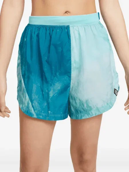 Pantaloni scurți Nike alergare cu talie înaltă în carouri albastru