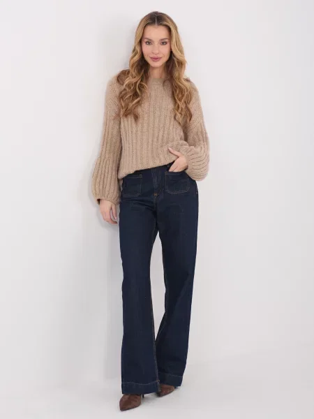 Pulover Italy Moda cu guler înalt bej