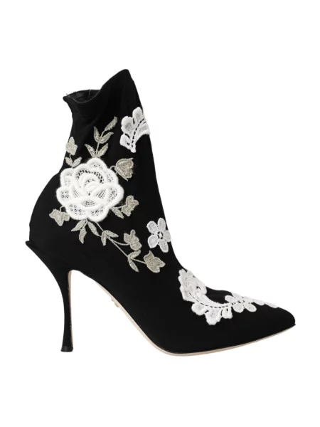 Haftowane botki Dolce And Gabbana wsuwane białe