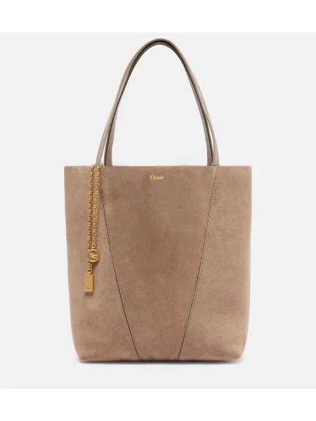 Geantă Chloé din piele de căprioară gri
