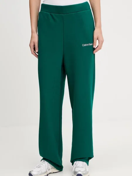 Calvin Klein Performance spodnie dresowe gładkie zielony