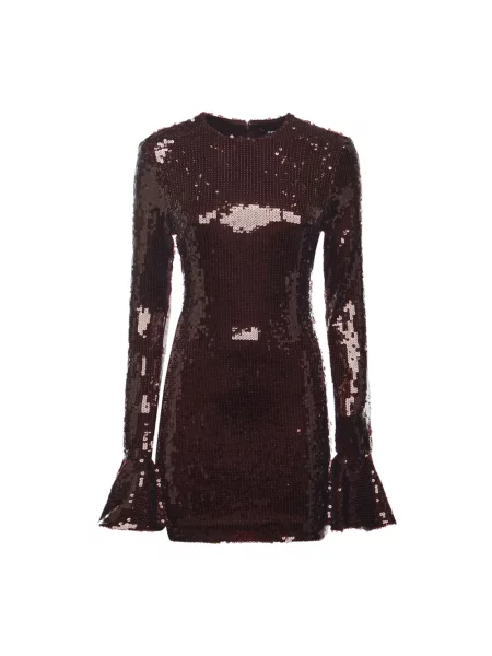 Sukienka maxi Rotate Birger Christensen z długim rękawem z cekinami garniturowa czerwona