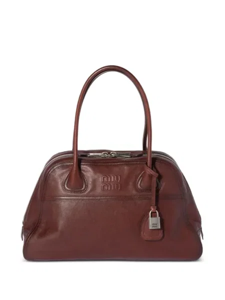 Geantă shopper Miu Miu din piele maro