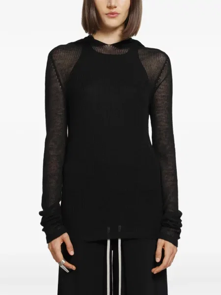 Lung tricou Rick Owens din cașmir negru