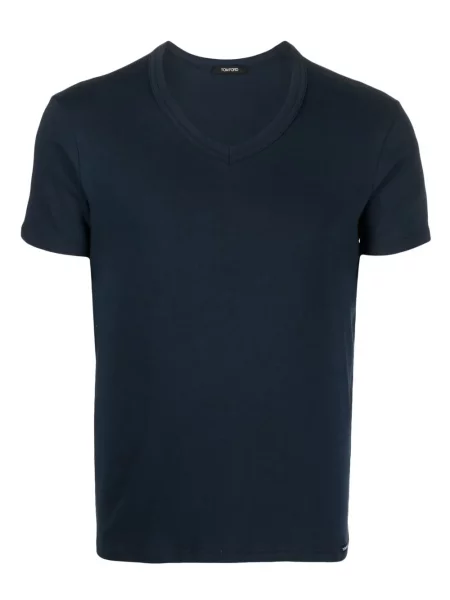 Tricou Tom Ford cu decolteu în V scurt albastru