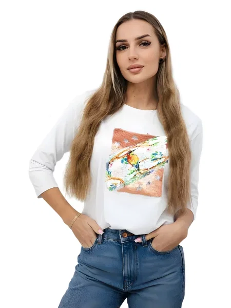 Halenka s grafikou 3D Bird white bílá