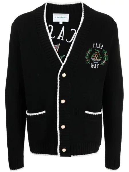 Cardigan Casablanca cu broderie de lână negru