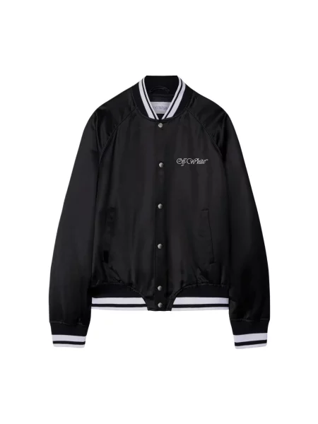 Haftowany satynowy kurtka bomber Off-white biały