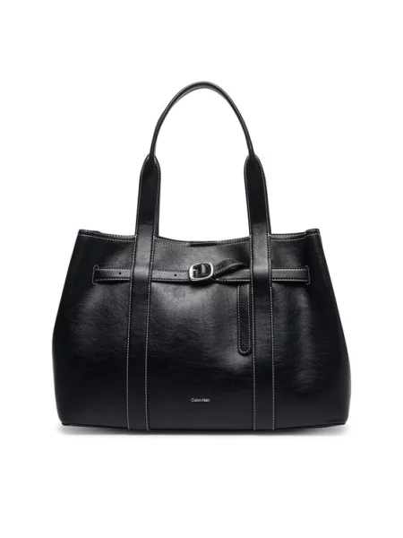 Calvin Klein Torebka Buckle Medium Work Tote czarny