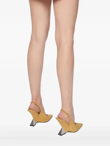 Pantofi cu toc The Attico cu imprimeu geometric slingback galben