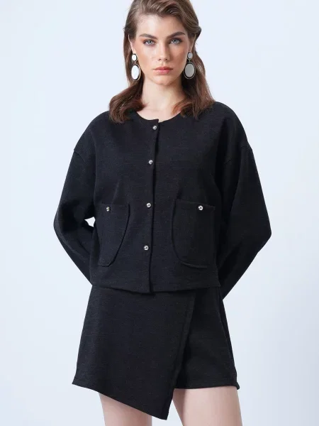 Palton Trend Alaçatı Stili negru