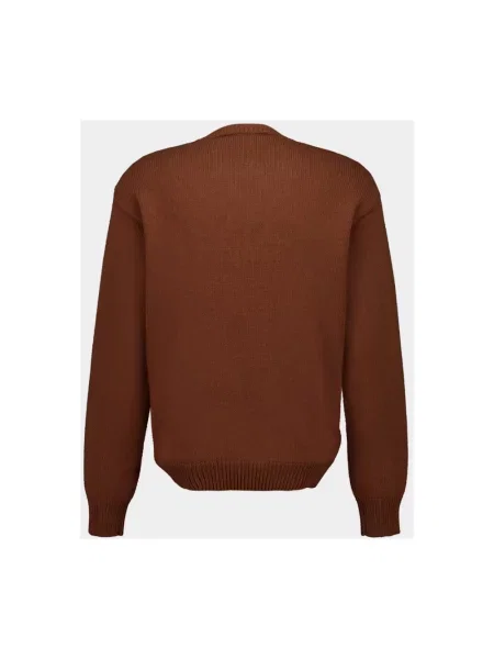 Sweter Marni wełniany z logo brązowy