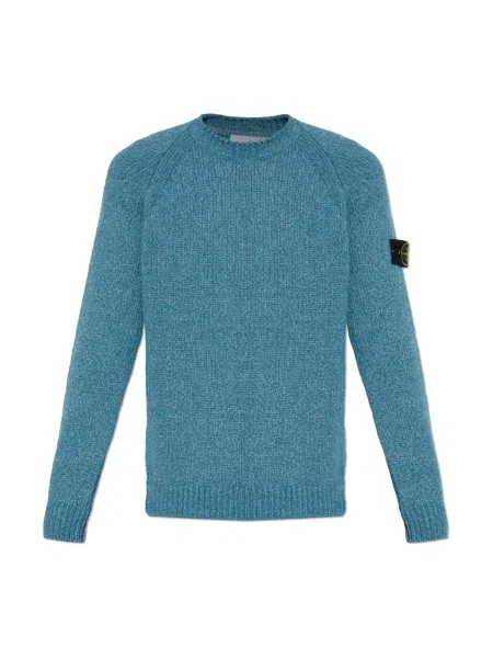 Sweter Stone Island wełniany z kamieniami niebieski