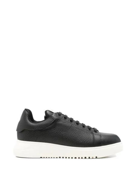 Sneakerși Emporio Armani cu șireturi din piele negru