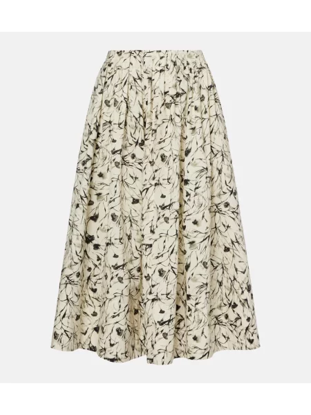 Fustă midi Proenza Schouler cu imagine până la genunchi din poplin alb