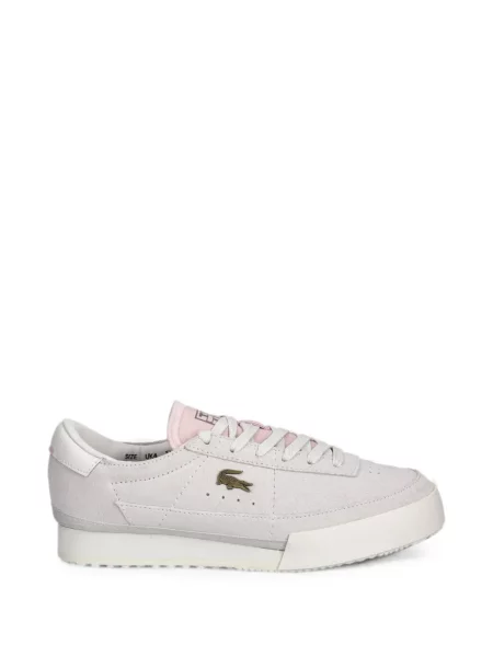 Sneakerși Lacoste din piele de căprioară cu autograf gri