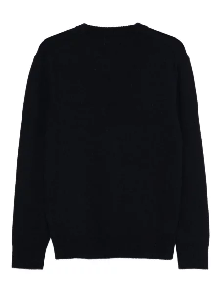 Sweter Lardini z okrągłym dekoltem prążkowany niebieski