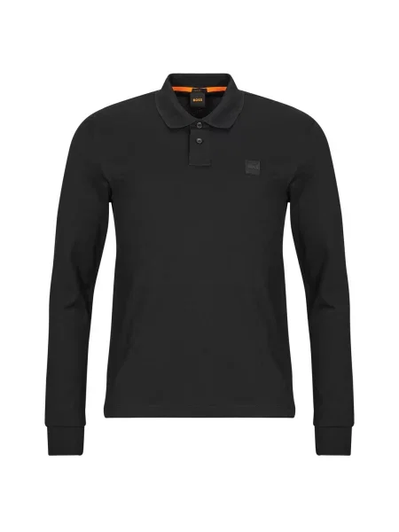 Polo majica Boss z dolgimi rokavi črna