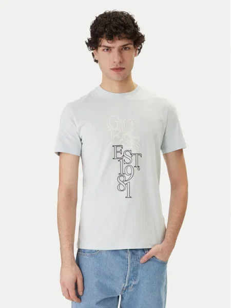 Guess Tricou celest albastru